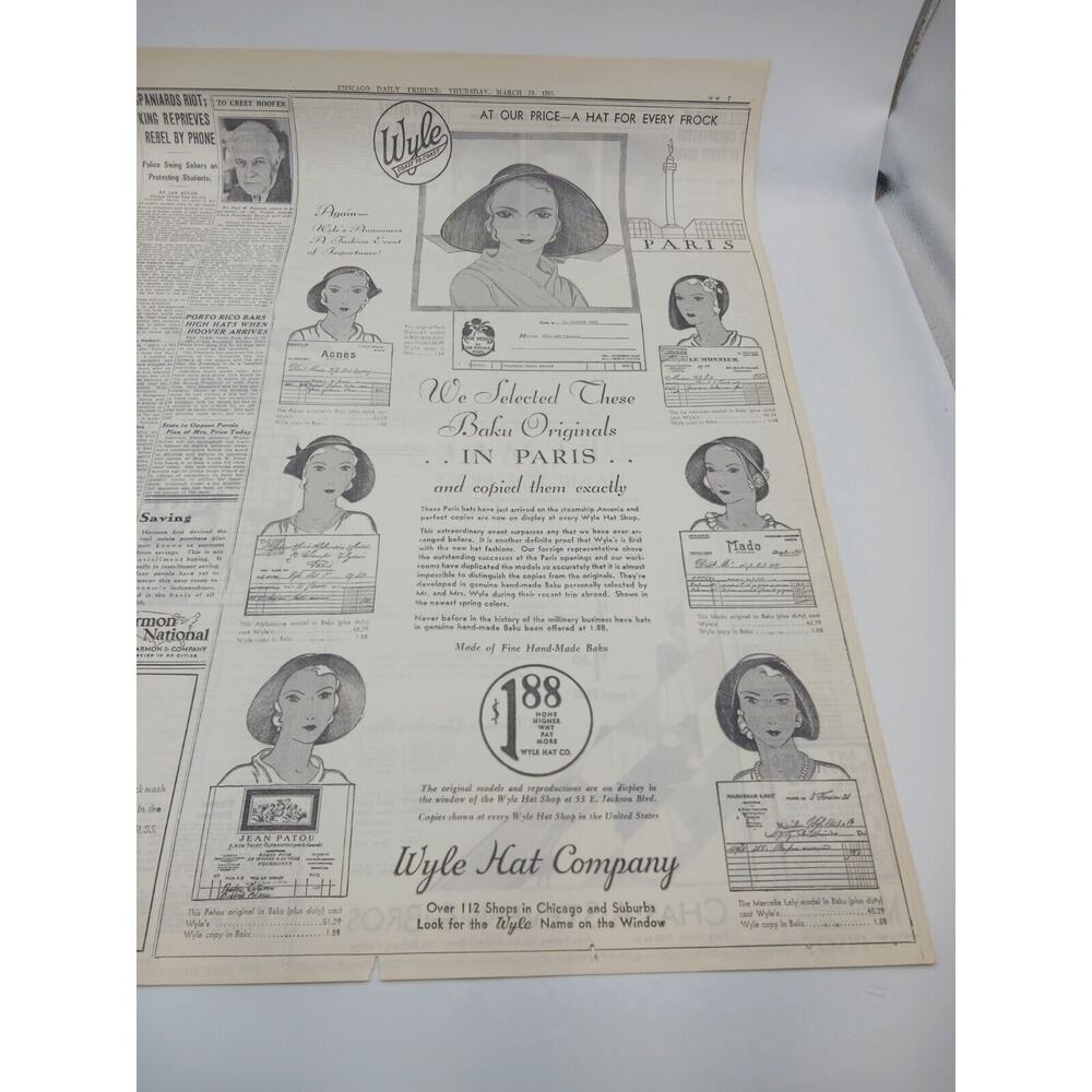 1931 Chicago Tribune Wyle Hat Co Ad Dr Paul Pearson Capt Abram Kean Jr A Penrod - Picture 3 of 12